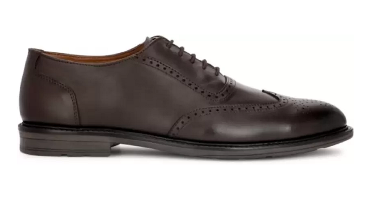 Pure Leather Brogues Shoes For Men(Color- Brown)(UK Size- 7)