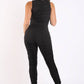 Track Zipper Ruched Jumpsuit Ruffle Dress Bodycon Jumpsuit BLACK