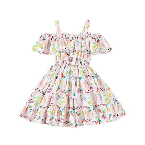 Girl's Lycra Floral Printed Frock Dress for Girls 1-2-YEARS