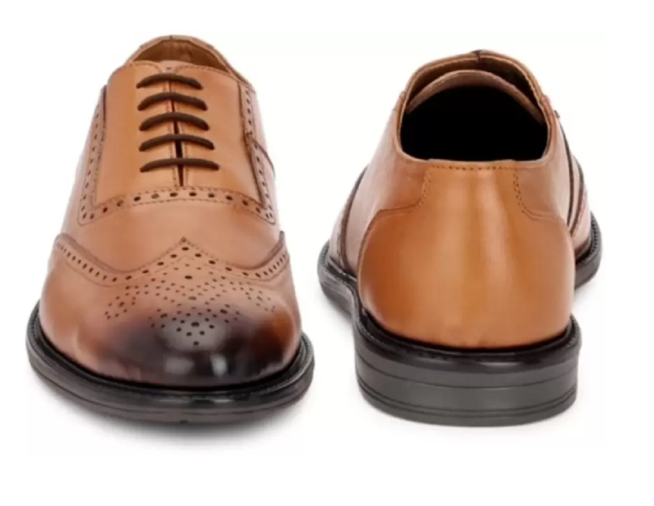 Pure Leather Brogues Shoes For Men(Color- Tan)(UK Size- 7)