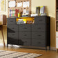 Long Dresser with Charging Station and LED Lights