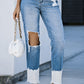 Sky Blue Washed Distressed High Waist Skinny Jeans