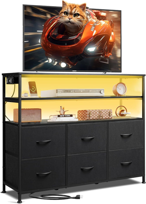 Led Dresser TV Stand for Bedroom, Entertainment Center with LED Lights