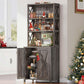 67" Tall Wine Bar Cabinet for Liquor and Glasses, Farmhouse Kitchen