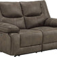 Gray Leather Reclining Loveseat with USB Charging rana