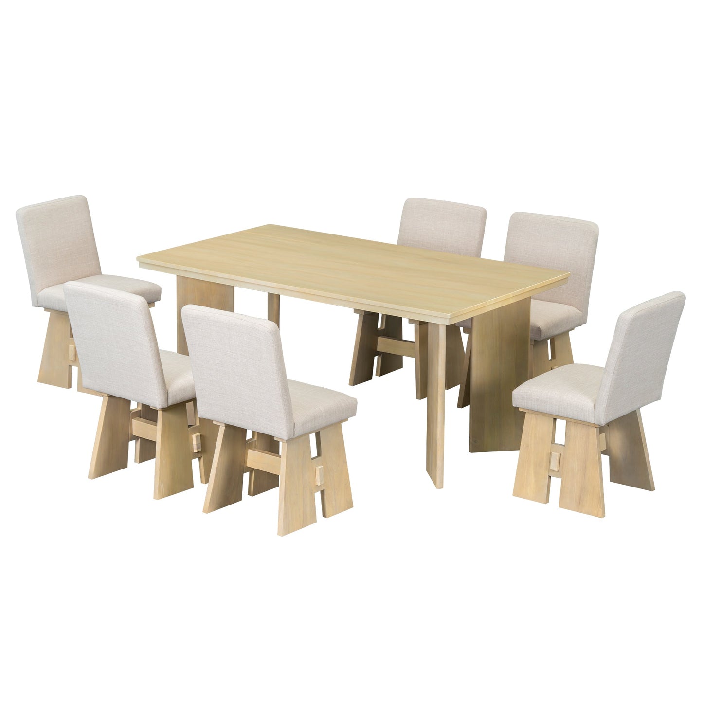 Modern 7-Piece Dining Table Set with 6 Upholstered Dining Chairs,