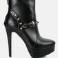 Dejang Metal Stud Embellished Faux Leather Ankle Boot