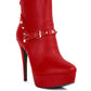 Dejang Metal Stud Embellished Faux Leather Ankle Boot