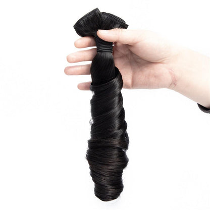 10A Grade 3/4 Straight Bouncy Curl Fumi Human Hair bundles with 4x4 Cl - Walbiz.com