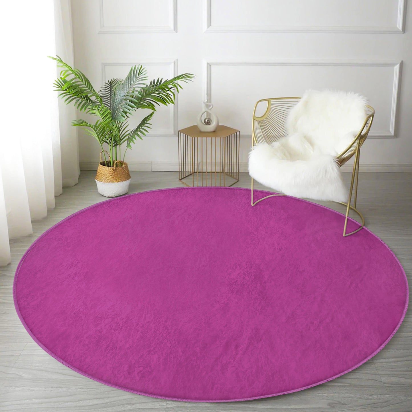 Purple Round Rug, Living Room Decoration Circle Carpet, Bedroom Floor