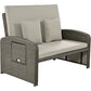 PE Wicker Rattan Double Chaise Lounge, 2-Person Reclining Daybed with