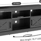 Farmhouse TV Stand with Power Outlet, LED Light Entertainment Center