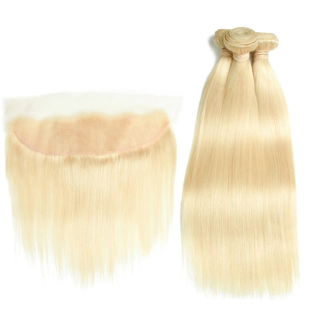 Brazilian Blonde 10A Grade #1B/613 Straight BUNDLES with CLOSURES & FR - Walbiz.com