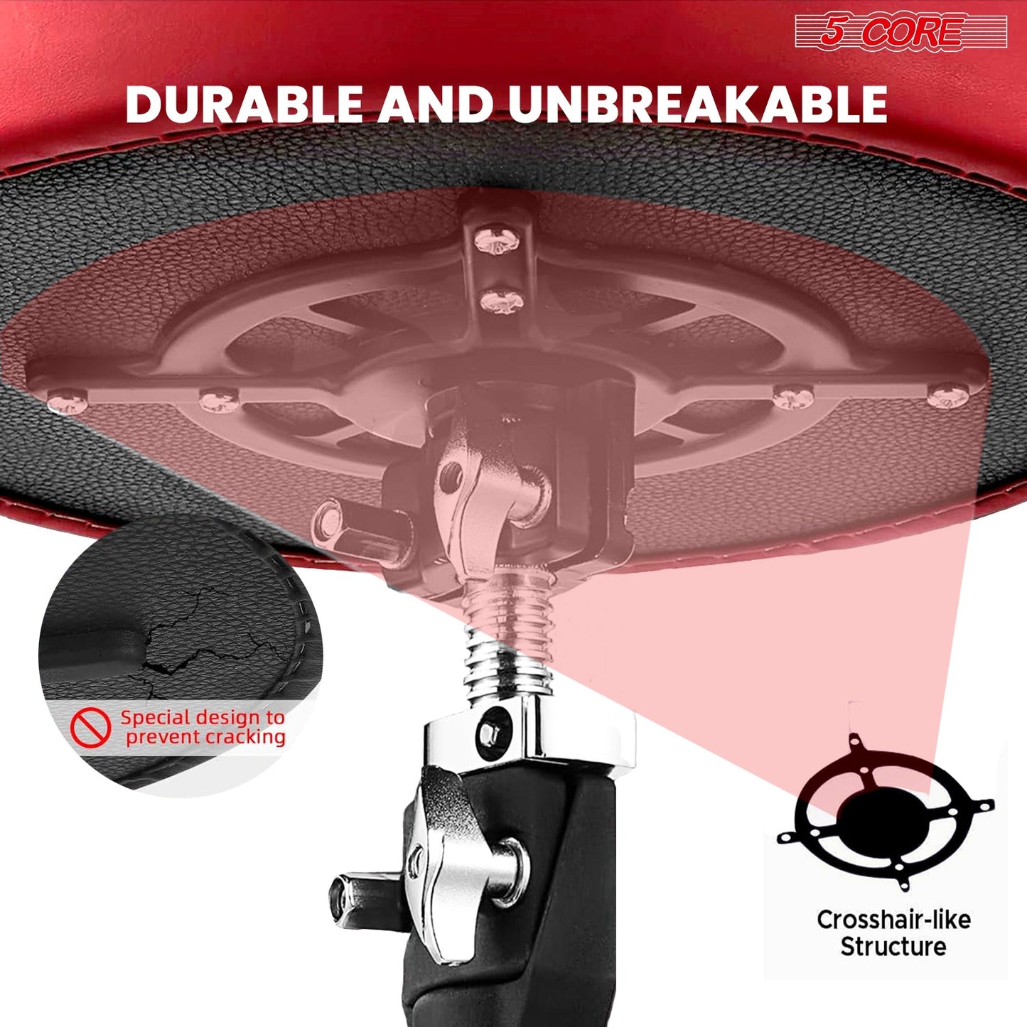 5Core Drum Throne Padded Adjustable Guitar Stool Drummer Seat for