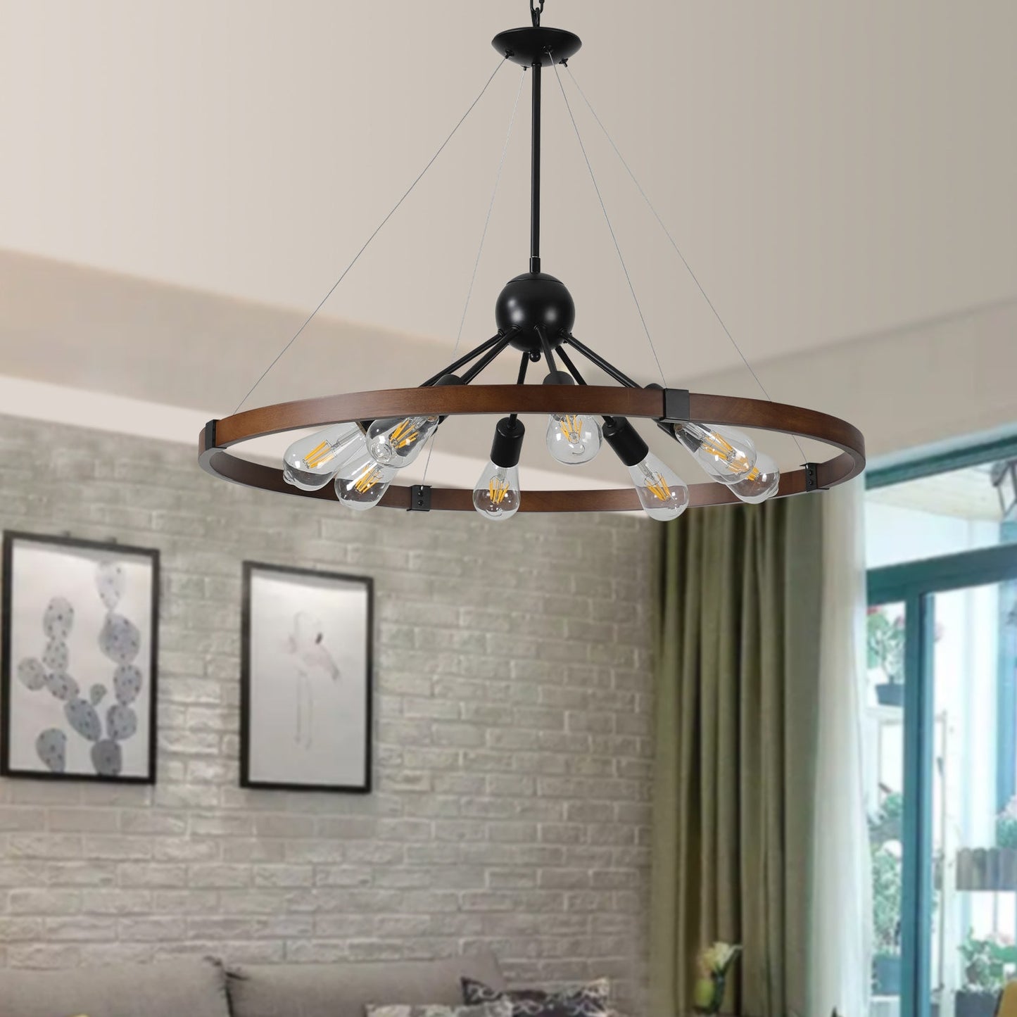 8-Light Retro Farmhouse Chandelier For Kitchen, Living room, Dining