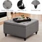 Grey Tufted Ottoman with Storage and Tray