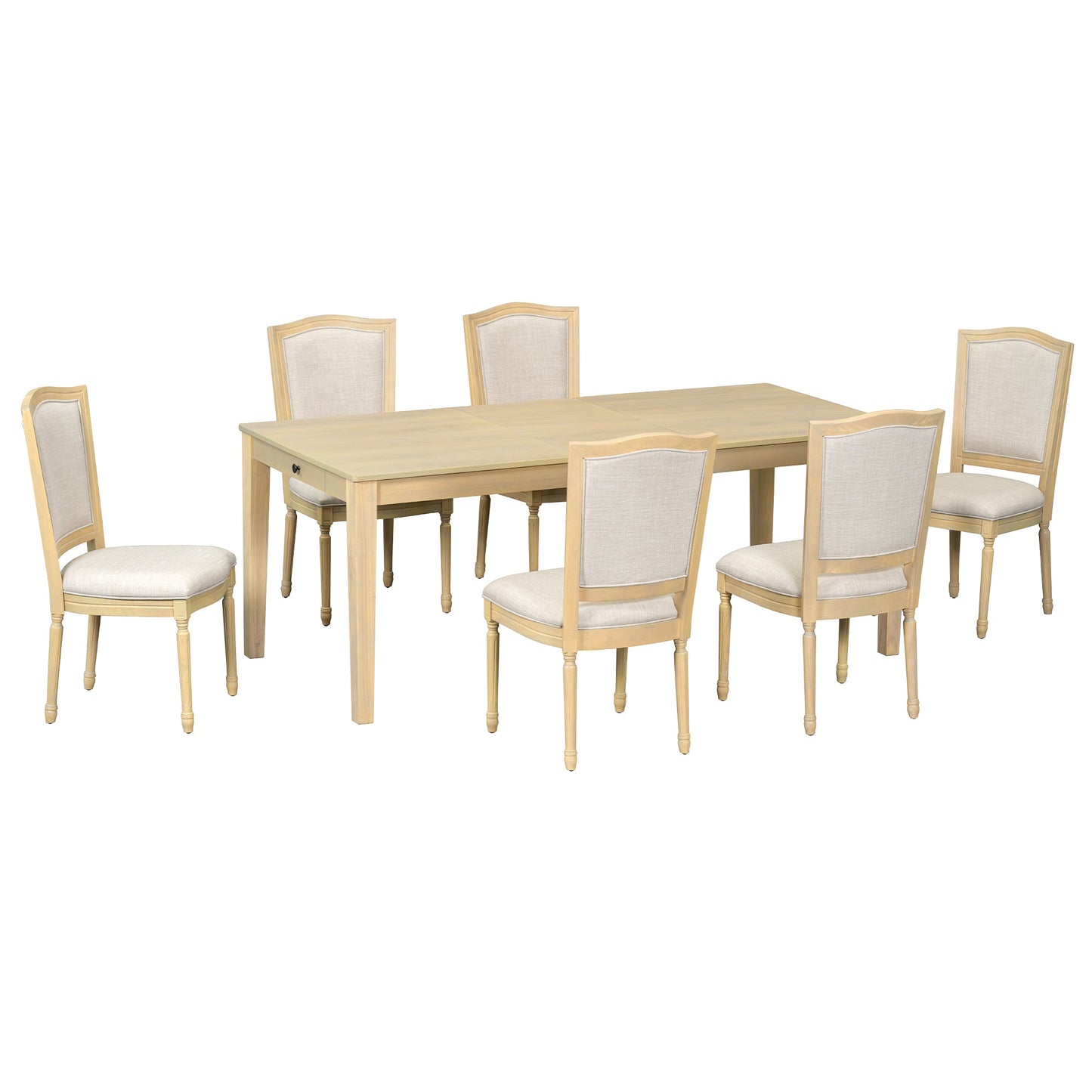 Rustic 7-Piece 78.1inch Extendable Dining Table Set with 18inch