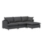 Chenille Sectional Sofa with Ottoman,L Shaped Cloud Couch Set with