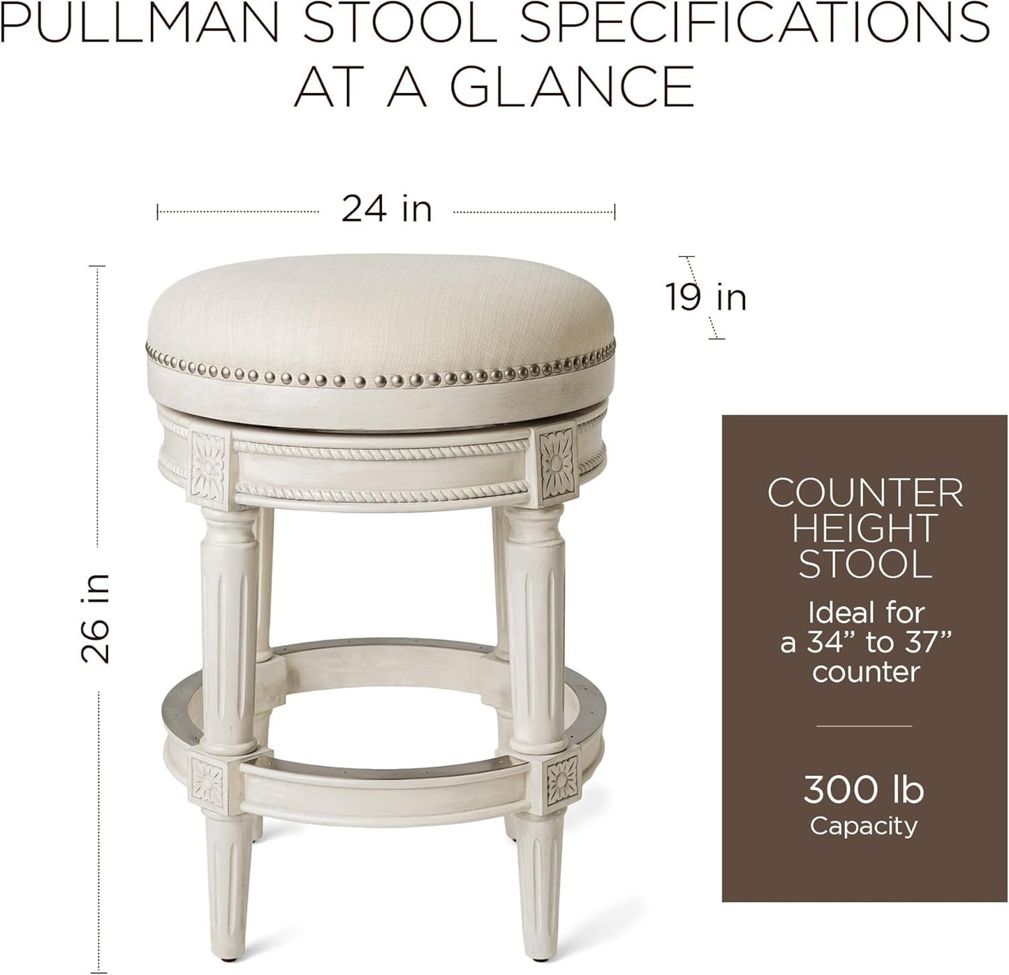Pullman 26 Inch Tall Backless White Oak Finish Counter Height