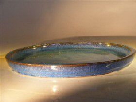 Blue Ceramic Humidity/Drip Bonsai Tray - Round 10.0" x 1.0" OD / 9.25"