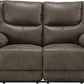 Gray Leather Reclining Loveseat with USB Charging rana
