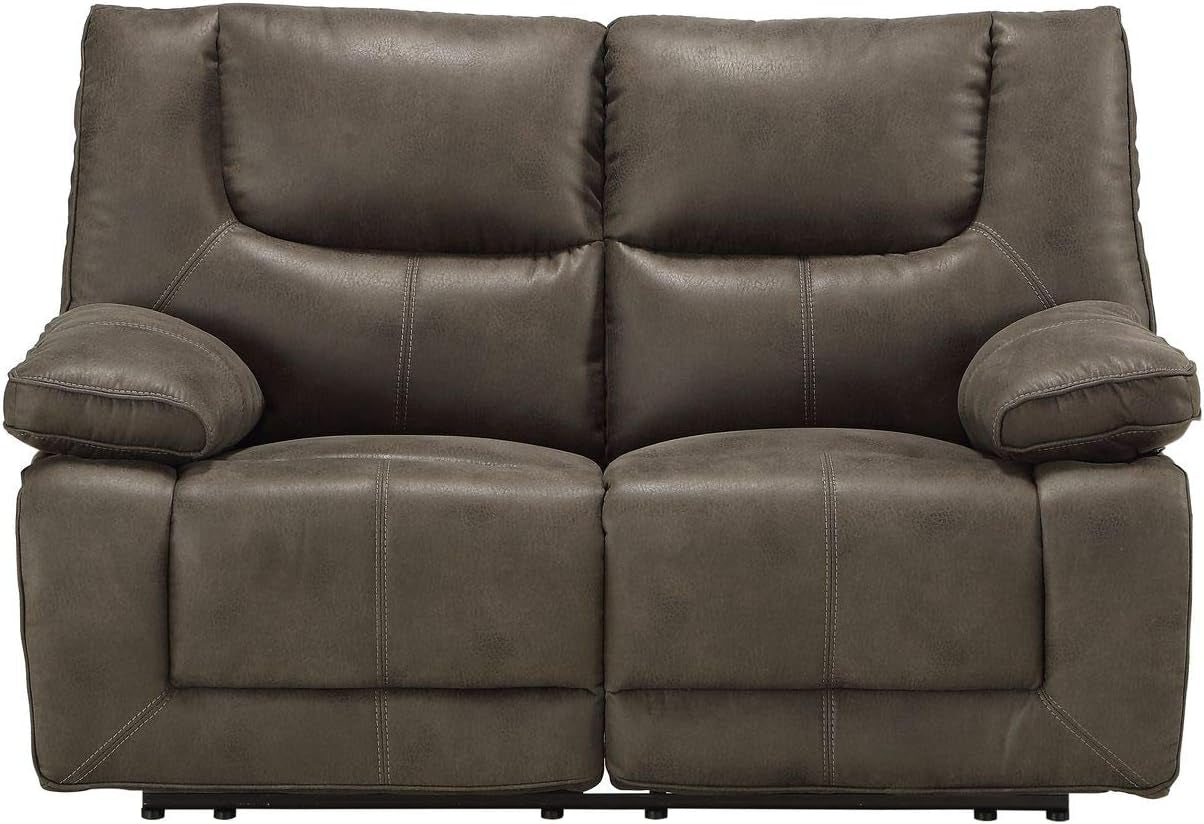 Gray Leather Reclining Loveseat with USB Charging rana