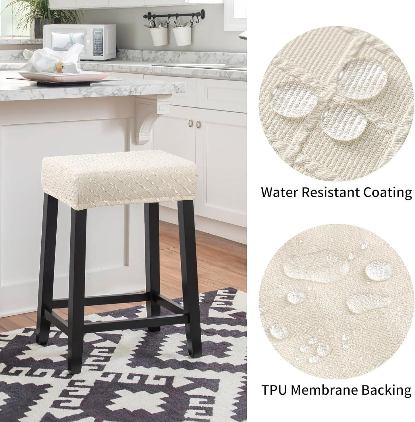 Stool Covers Rectangle - 2 Pack Stretch Waterproof Saddle Seat Cover