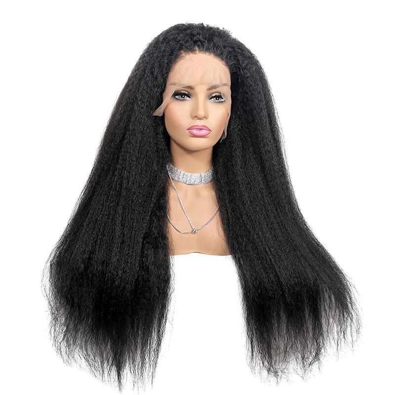 13x4 HD Transparent Lace Frontal Kinky Straight Human Hair Wigs 200% D - Walbiz.com