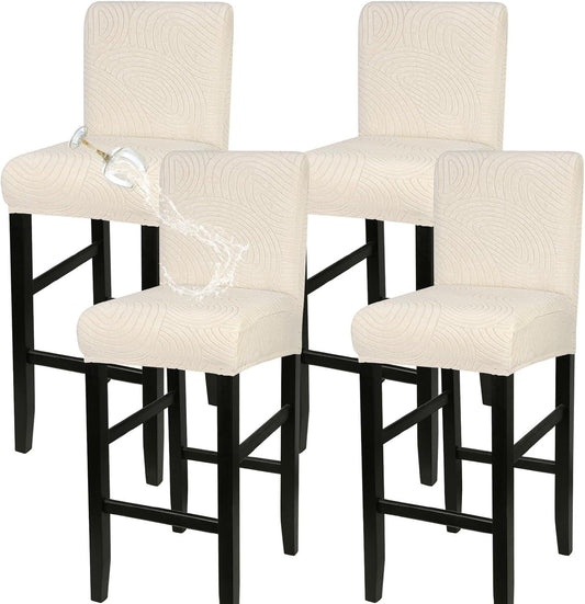 Water Repellent Bar Stool Covers Set of 4, Stretch Washable Barstool