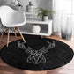 Deer Round Rug, Black Deer Patterned Area Rug, Non Slip Circle Carpet,