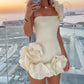 Fashion One-shoulder One-shoulder Dress Sexy Slim Ruffled Flower-bud