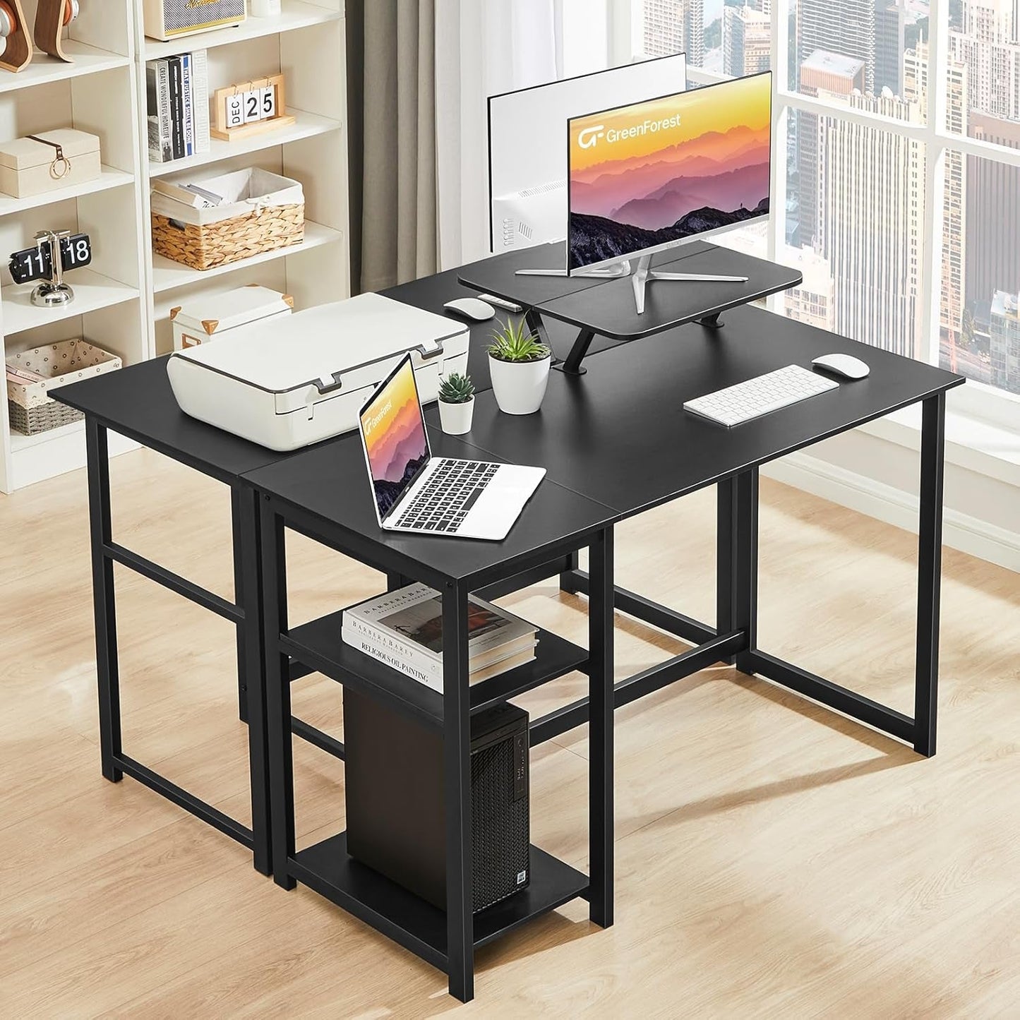 Computer Desk 39 Inch with Monitor Stand, Office Desk with Adjustable