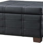 Black Faux Leather Storage Ottoman with Tray