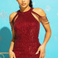 Sequins Bodycon Party dress with shoulder beads