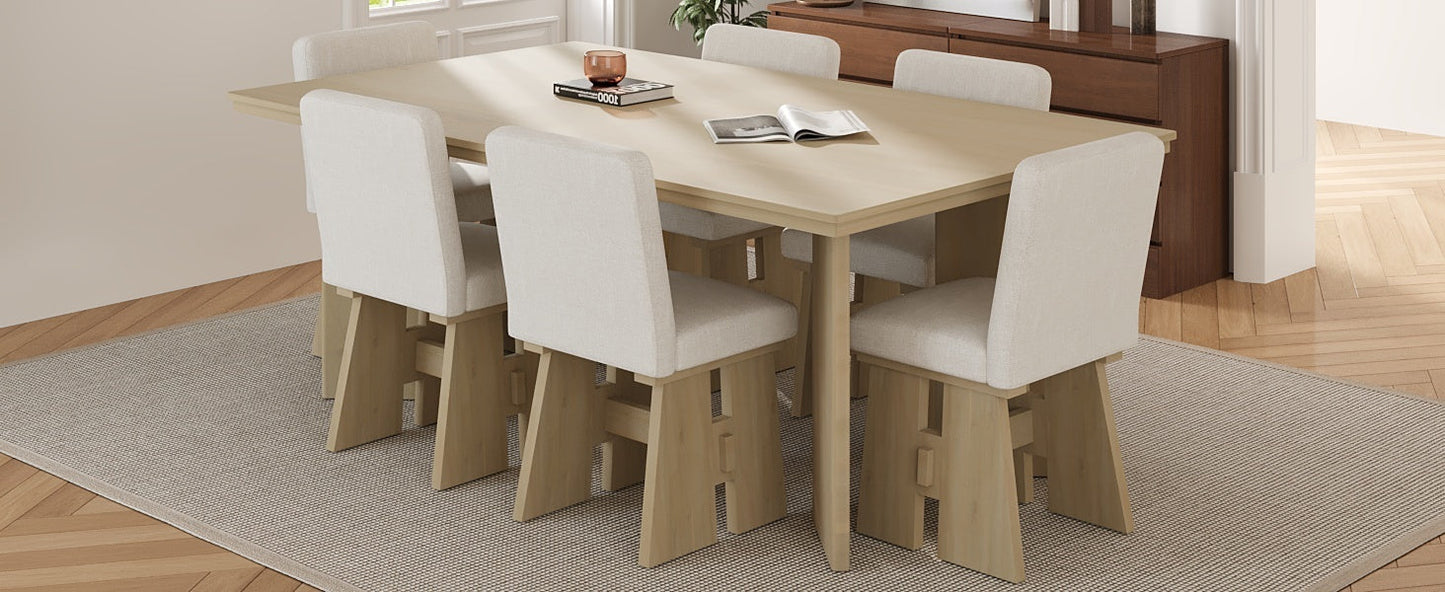 Modern 7-Piece Dining Table Set with 6 Upholstered Dining Chairs,