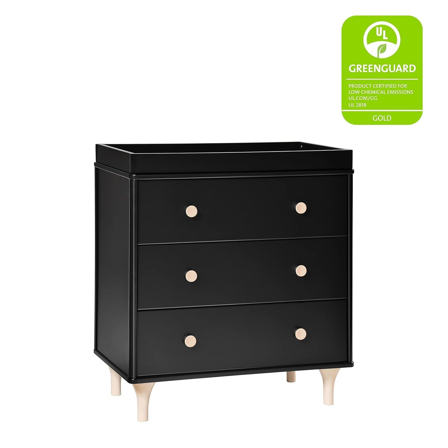 Lolly 3-Drawer Changer Dresser with Removable Changing Tray in Black