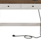 Farmhouse Desk with USB Charging Ports and Power Outlets, 39" Computer