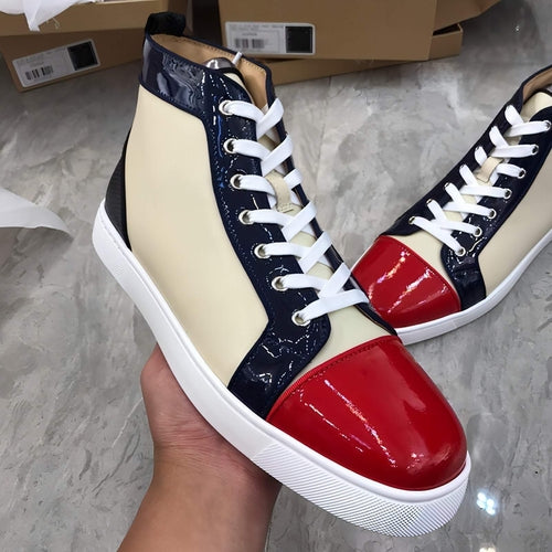 Men's High Top Casual Board Shoes Crocodile Pattern Sports Leather