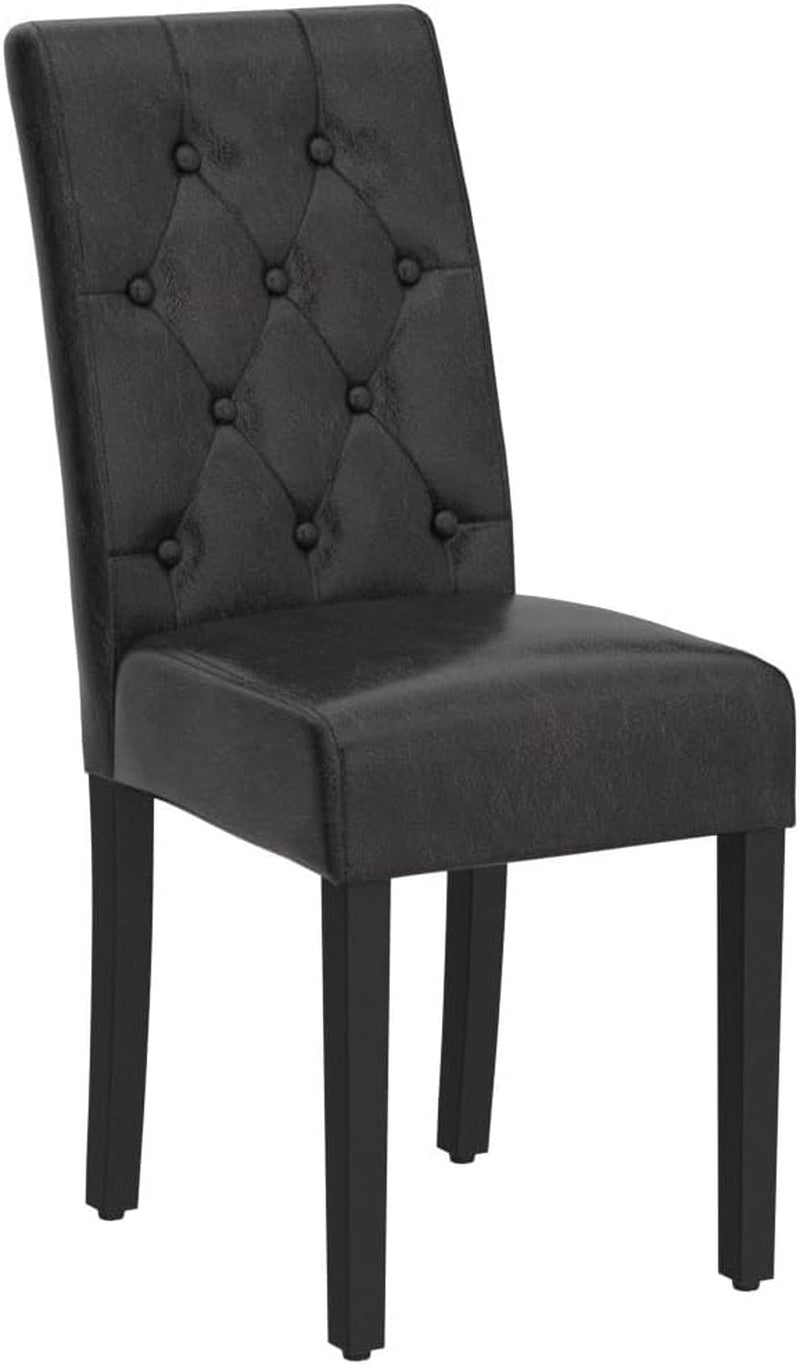 Faux Leather Dining Chairs, Button Tufted Dining Room Chairs with