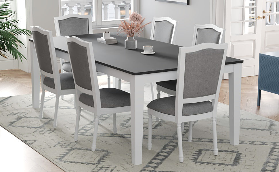 Rustic 7-Piece 78.1inch Extendable Dining Table Set with 18inch