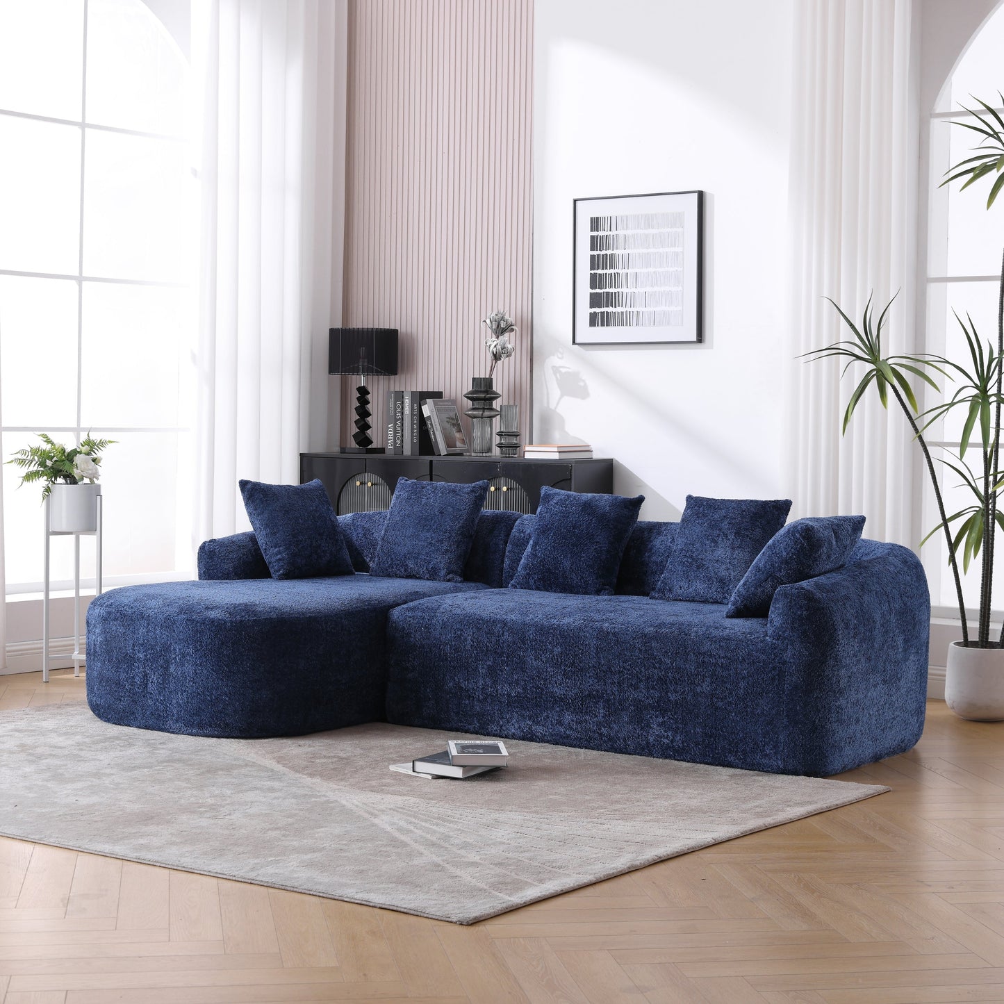 Boucle Sofa 3 Seater for Living Room Oversized Comfy Sofa L-Shape Sofa