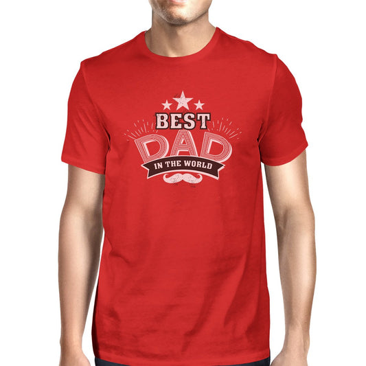 Best Dad In The World Mens Red Round Neck Cotton