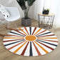 Abstract Round Rug, Sun Floor Carpet, Geometric Non Slip Circle Rugs,