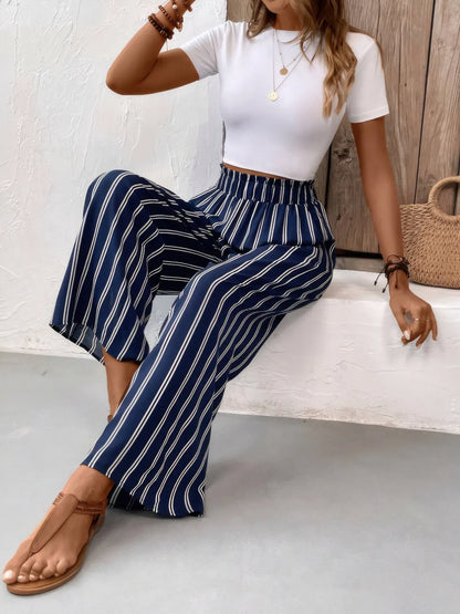 Striped Wide Leg Pants – Trendy and Comfortable | Walbiz