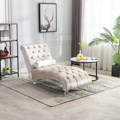 Velvet Chaise Lounge Indoor,Button-Tufted Upholstered Chaise Lounge