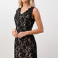 Sleeveless Lace Overlay Dress with Scalloped Edges