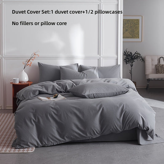 Dark Grey Microfiber Duvet Cover Set with Zipper