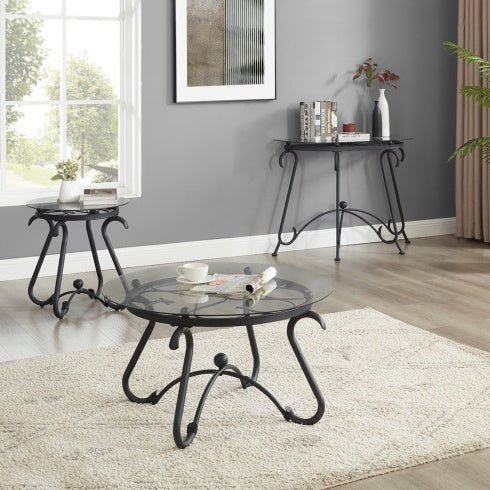 2 Piece Tempered Glass Surface Coffee Table Set, Decor Coffee Table
