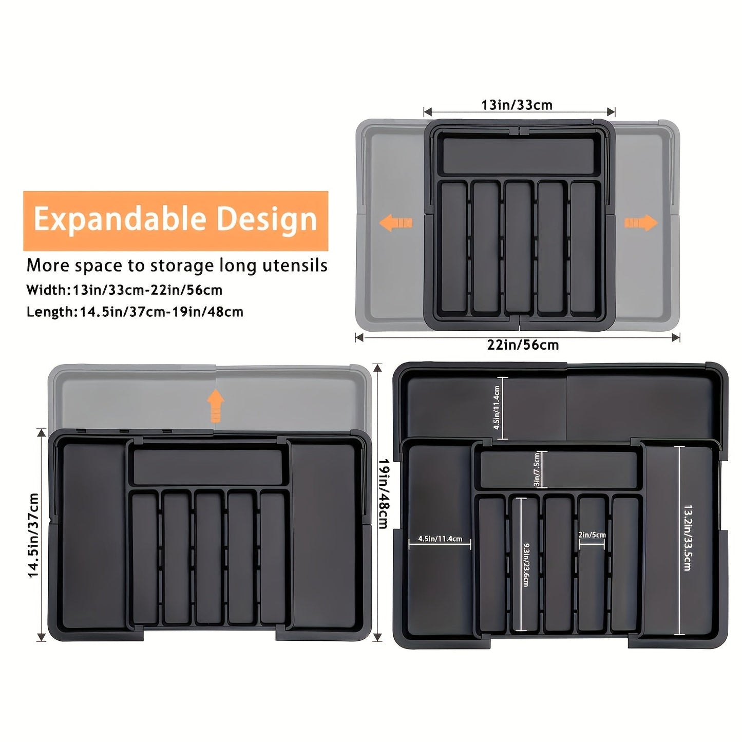 Expandable Silverware Organizer Tray - Adjustable Flatware Storage for