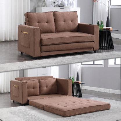 VIDEO Provided 3-in-1 Upholstered Futon Sofa Convertible Floor Sofa